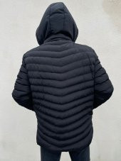 SAĞLAM DIŞ CEPHE TASARIM MODEL İÇ VE DIŞ ÇEP DETAYLI ÇIKARILABİLİR KAPŞONLU MONT SİYAH - 3
