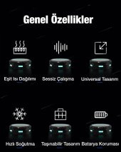 Coofbe RGB 5-8.45 inç Dijital Göstergeli Tablet Soğutucu Telefon Gamer Oyuncu Radyatör Soğutma Fanı - 1