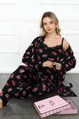 Sabahlıklıklı 3 Parça Çeyizlik Kutulu Kadın Pijama Takımı- Dantelli Kutulu Kadın Pijama- Geniş Beden Aralığı - 9