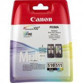 Canon 510 Siyah / 511 Renkli Kartuş (2li Paket) PG-510 + CL-511 - 1
