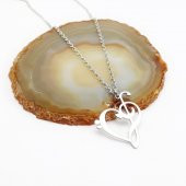 Gümüş Renk Kadın Sol Anahtarı & Kalp Kolye - 3