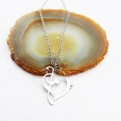 Gümüş Renk Kadın Sol Anahtarı & Kalp Kolye - 4