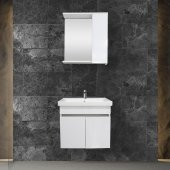 Karen Banyo Koza Banyo Dolabı Seti, 60 Cm Beyaz, Lavabo Dahil - 1