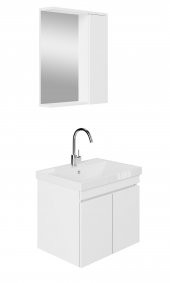 Karen Banyo Koza Banyo Dolabı Seti, 60 Cm Beyaz, Lavabo Dahil - 2