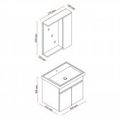 Karen Banyo Koza Banyo Dolabı Seti, 60 Cm Beyaz, Lavabo Dahil - 8