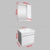 Karen Banyo Koza Banyo Dolabı Seti, 60 Cm Beyaz, Lavabo Dahil - 9