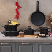 Schafer Dark Storm Pro Granit 12 Parça Tencere Seti - 1