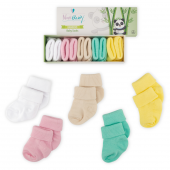 Novibaby 5li Bambu Yenidoğan Bebek Çorap I Flower I 0-6 ay - 1