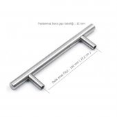 Alüminyum Paslanmaz İnox 192 mm Mobilya Boy Kulp Çap: 12 mm - 2