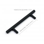 Alüminyum Paslanmaz Mat Siyah 160 mm Mobilya Kulp Çap:12 mm - 2