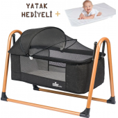 ESSE Baby Gold Lüks Sallanır Portatif Sepet Beşik - Antrasit + Yatak - 1