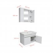 Karen Banyo Koza Banyo Dolabı Seti 80 Cm Beyaz Lavabo Dahil, Lavabolu 80 cm - 8