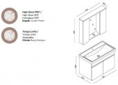Karen Banyo Koza Banyo Dolabı Seti 80 Cm Beyaz Lavabo Dahil, Lavabolu 80 cm - 9