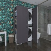 Kenzlife çamaşır-kurutma makinesi dolabı kapaklı foka sol gri 180*090*60 banyo arkalıksız - 1