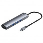 Baseus Led Işıklı 87W 4K 5 gbps 6İN1 Type C Hub HDMI 3x USB 3.0 RJ45 Type C Dönüştürücü Çoğaltıcı Hub - 1