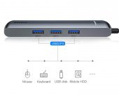 Baseus Led Işıklı 87W 4K 5 gbps 6İN1 Type C Hub HDMI 3x USB 3.0 RJ45 Type C Dönüştürücü Çoğaltıcı Hub - 4