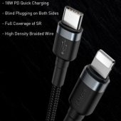 Baseus Ultra Hızlı 1 Mt 18W Type-C To İPhone Şarj Kablosu Veri Aktarım Kablosu - 4