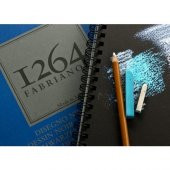 FABRIANO 1264 BLACK A4 - 200 GR - F-1264 SİYAH KAĞIT RESİM DEFTERİ - ÜST SPİRALLİ - 1