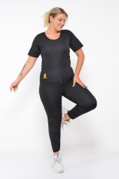 SAUNA SUIT Uniseex Orijinal Termal Sauna Alt Üst Fermuarlı Kısa Kollu Tayt Terleme Eşofman Takımı - 7