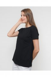 REYNEV 100pamuk Bisiklet Yaka Basic Örme Rahat Kalıp Unisex Oversize Siyah T-shirt - 3