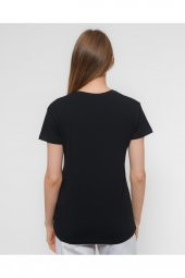 REYNEV 100pamuk Bisiklet Yaka Basic Örme Rahat Kalıp Unisex Oversize Siyah T-shirt - 6