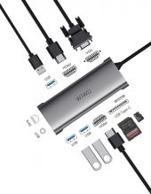 Wiwu Alpha 11312H 11 in 1 Type-C Hub HDMI 4K + VGA + RJ45 Ethernet + Aux Çoğaltıcı Dönüştürücü thumbnail 5