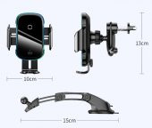 Baseus 15W Ultra Hızlı 2İN1 Torpido Üstü ve Havalandırma Wireless Kablosuz Araç Şarjı Telefon Tutucu - 5