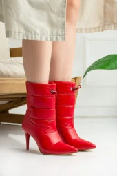 Günlük Kadın İnce Yüksek Topuklu Polar Astarlı Paraşüt Kumaş Sivri Burun Bot Bootie 225 ( EDİP) - 8