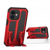 İphone 11 Kılıf Fizy Stand Kapak - Kırmızı - 1