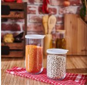 Lav duo saklama kabı 6 lı - cam kavanoz erzak saklama kabı seti takımı 3 boy beyaz thumbnail 1