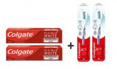 Colgate Visible White Maksimum Beyazlık Diş Macunu 75 ml 2 Adet + 2 Adet Diş Fırçası Slim Soft - 1