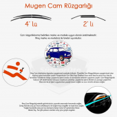 Renault Megane 2 2003-2008 Uyumlu Mugen Cam Rüzgarlığı Seti Piano Black 4lü İthal - 4