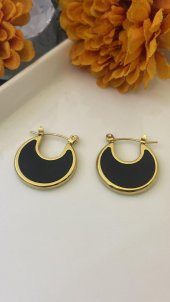 Aksesuar Çarşısı Siyah Mineli Ay Küpe thumbnail 2