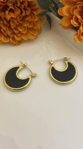 Aksesuar Çarşısı Siyah Mineli Ay Küpe thumbnail 3