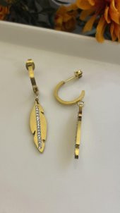 Aksesuar Çarşısı Zirkon Taşlı Tüy Küpe thumbnail 2