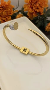 Aksesuar Çarşısı Özel Seri Çivi Zirkon Taşlı Kelepçe Bileklik thumbnail 1