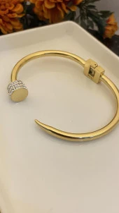 Aksesuar Çarşısı Özel Seri Çivi Zirkon Taşlı Kelepçe Bileklik thumbnail 3