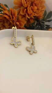 Aksesuar Çarşısıirkon Taşlı Kelebek Küpe Gold thumbnail 2
