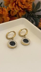 Aksesuar Çarşısı Siyah Yuvarak Taş Küpe thumbnail 1