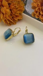 Aksesuar Çarşısı Mavi Kare Kesim Taş Küpe thumbnail 1