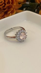 Aksesuar Çarşısı Pembe Tek Taş Yüzük - 2