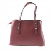 Bordo Çapraz Nakışlı Bayan Askılı El ve Omuz Çantası - 3