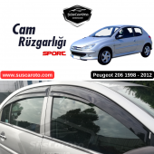 Peugeot 206 206+ 1998-2012 Uyumlu Mugen Cam Rüzgarlığı Seti Piano Black 4lü İthal - 1