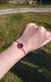 Bileklik Rose Gold Sultanit Zultanit Renk Değiştiren Taş  Bukalemun Zirkon Ayarlanabilir Asansörlü Bileklik - 2