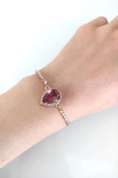 Bileklik Rose Gold Sultanit Zultanit Renk Değiştiren Taş Bukalemun Zirkon Ayarlanabilir Asansörlü Bileklik 14057 - 5