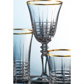 Kcd Helen Altın Kesme El Dekor Yaldızlı Desenli Cam 6 Adet Ayaklı Bardak Kadeh thumbnail 1