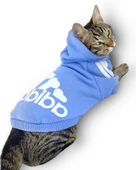 Bebek Mavisi Adidog Kapşonlu Kedi Sweatshirt Kedi Kazağı - 4