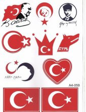 ATATÜRK VE BAYRAK FİGÜRLÜ A4 BOYUTUNDA ÇIKARTMA SETİ - 1