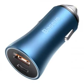 Baseus Led Işıklı Ultra Hızlı Dual PD U+C 40W Araç Şarjı Araç Çakmaklık Şarjı Typc-e+Usb Girişli - 1