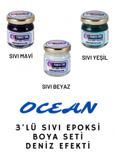 POWER TIME EPOXY 3lü Opak & Transparan Sıvı Pigment Boya Seti / Epoksi İçin Ocean / 3 Adet Epoksi Boyası - 1